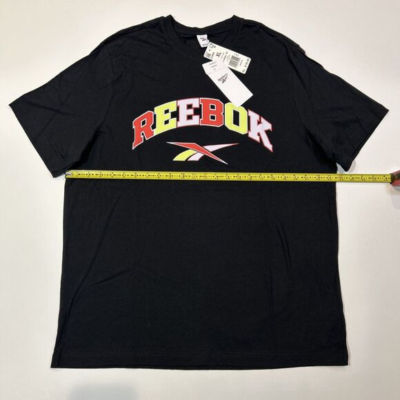 Reebok Spellout Logo Shirt Adult Extra Large XL Black Short Sleeve Basketball - Picture 9 of 12